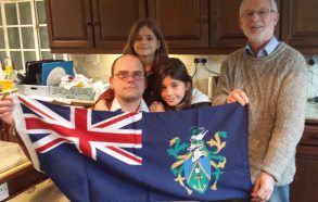 Presentation of Pitcairn flag to Brushford Christian's_adj